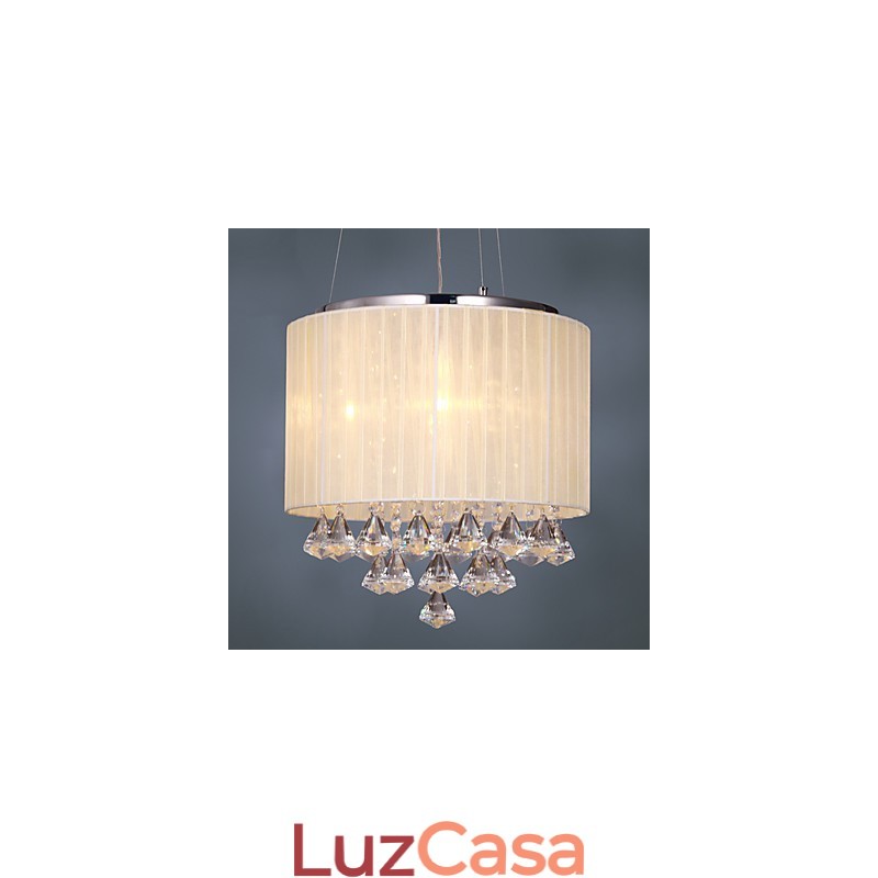 Elegante luminária pendente de cristal com 4 luzes