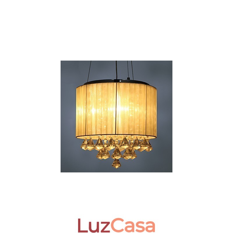 Elegante luminária pendente de cristal com 4 luzes