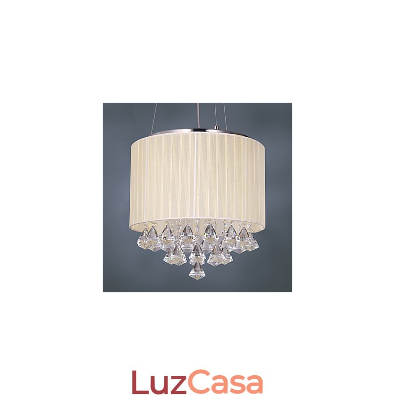 Elegante luminária pendente de cristal com 4 luzes