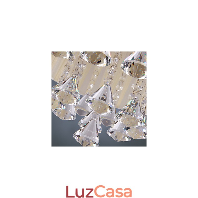 Elegante luminária pendente de cristal com 4 luzes