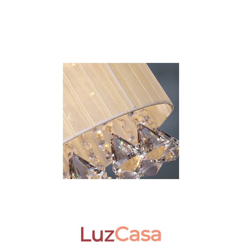 Elegante luminária pendente de cristal com 4 luzes