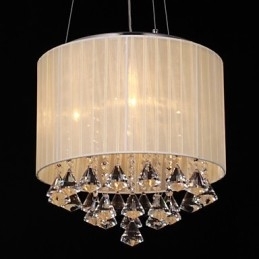 Elegante luminária pendente de cristal com 4 luzes