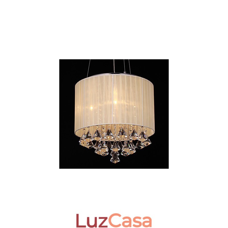Elegante luminária pendente de cristal com 4 luzes