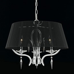 Elegante lustre de cristal com 3 luzes em abajur preto