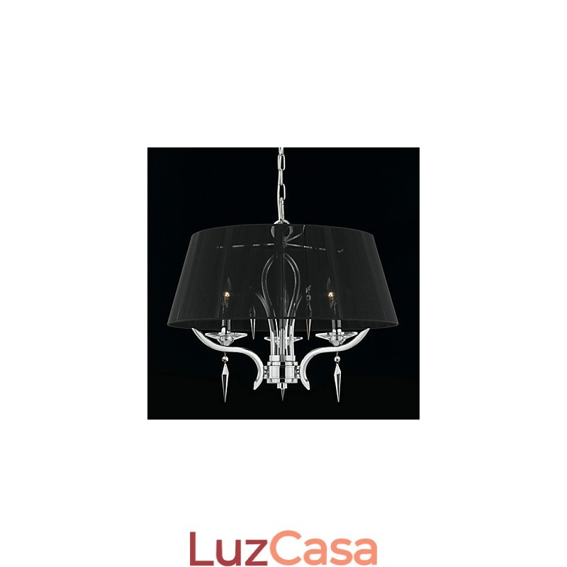 Elegante lustre de cristal com 3 luzes em abajur preto