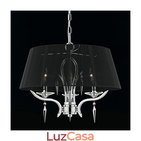 Elegante lustre de cristal com 3 luzes em abajur preto Elegante lustre de cristal com 3 luzes em abajur preto