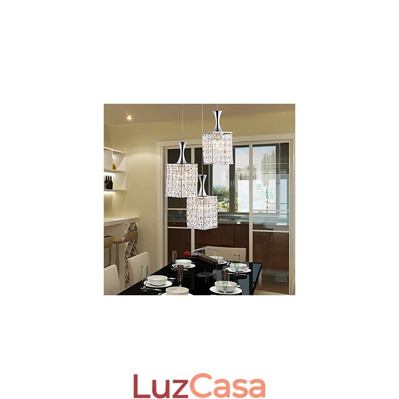 3 Luzes Metal Frame K9 Cristal Lustre Droplight Enviar Lâmpada