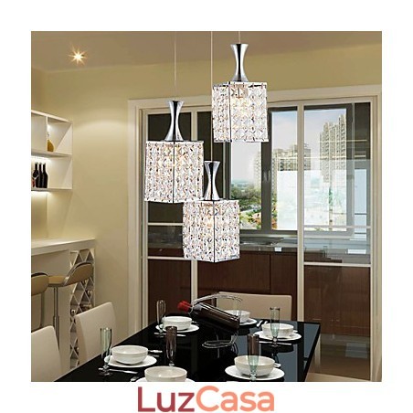 3 Luzes Metal Frame K9 Cristal Lustre Droplight Enviar Lâmpada 3 Luzes Metal Frame K9 Cristal Lustre Droplight Enviar Lâmpada
