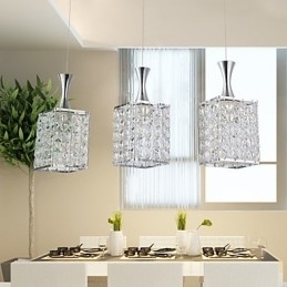 3 Luzes Metal Frame K9 Cristal Lustre Droplight Enviar Lâmpada