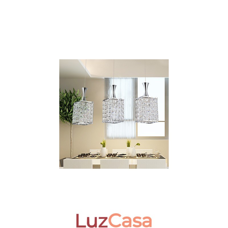 3 Luzes Metal Frame K9 Cristal Lustre Droplight Enviar Lâmpada