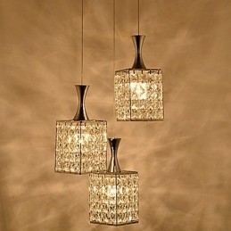 3 Luzes Metal Frame K9 Cristal Lustre Droplight Enviar Lâmpada