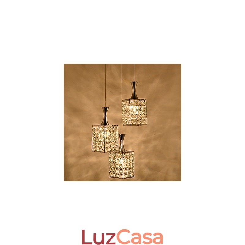 3 Luzes Metal Frame K9 Cristal Lustre Droplight Enviar Lâmpada