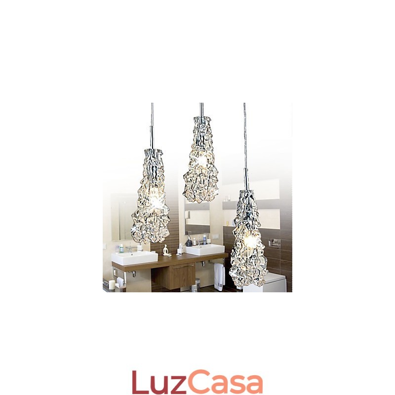 Lustre Tradition Classic de vidro transparente com 3 luzes