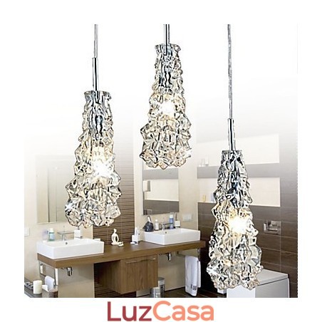 Lustre Tradition Classic de vidro transparente com 3 luzes Lustre Tradition Classic de vidro transparente com 3 luzes