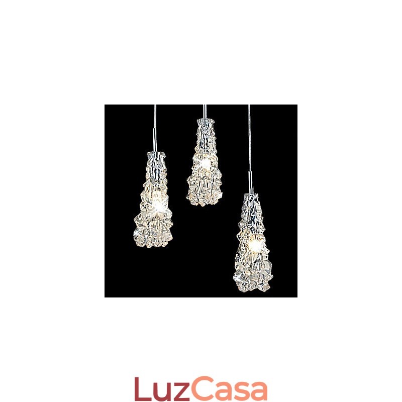 Lustre Tradition Classic de vidro transparente com 3 luzes