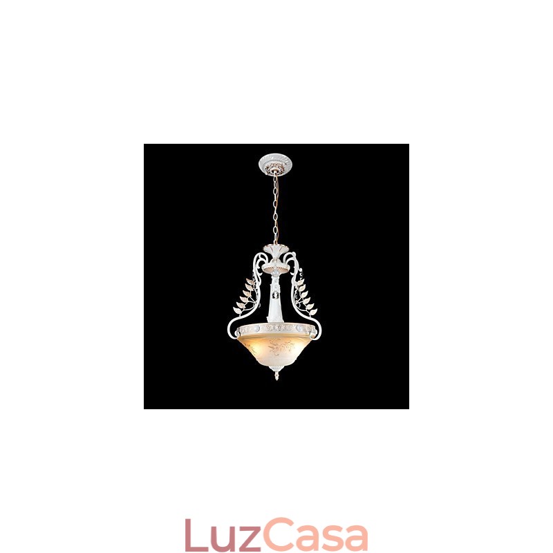 Pendente Branco Duas Luzes Padrão Vidro Abajur Mão Dourado Europeu Retro Clássico