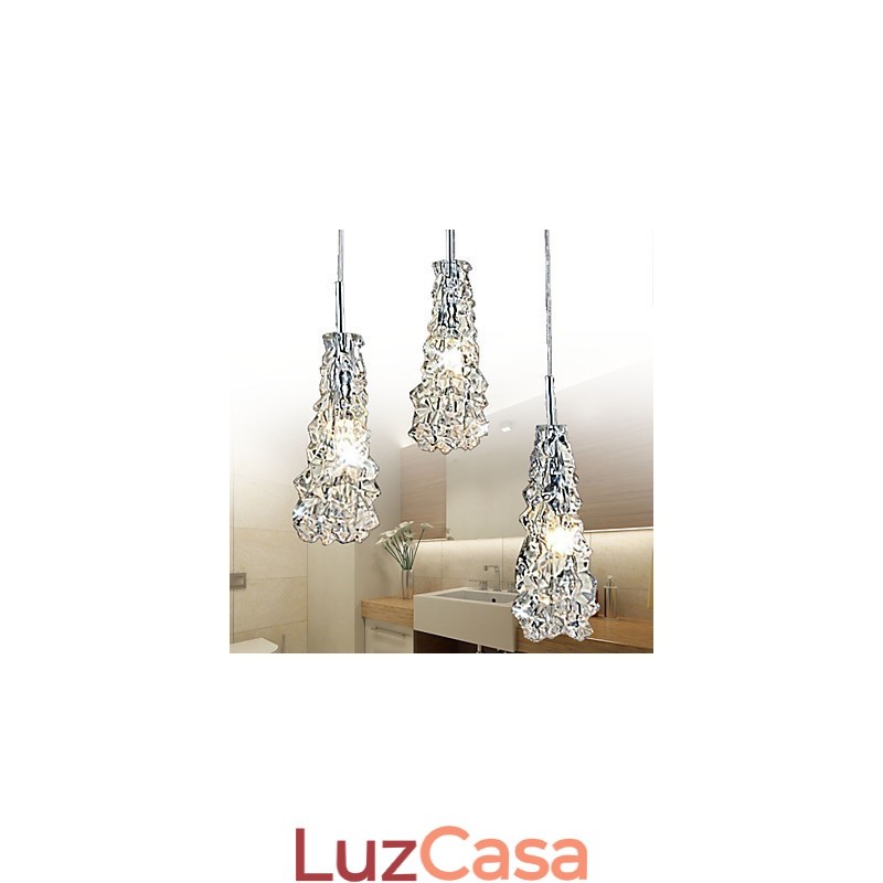 Lustre Tradition Classic de vidro transparente com 3 luzes