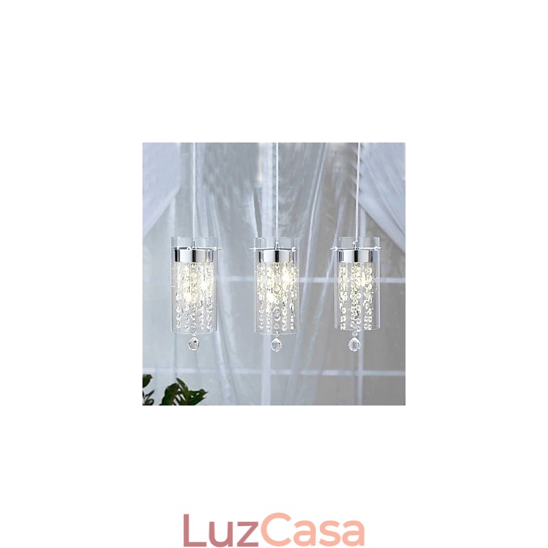 Luminária pendente de cristal artística com cúpulas de vidro e base de lâmpada G4