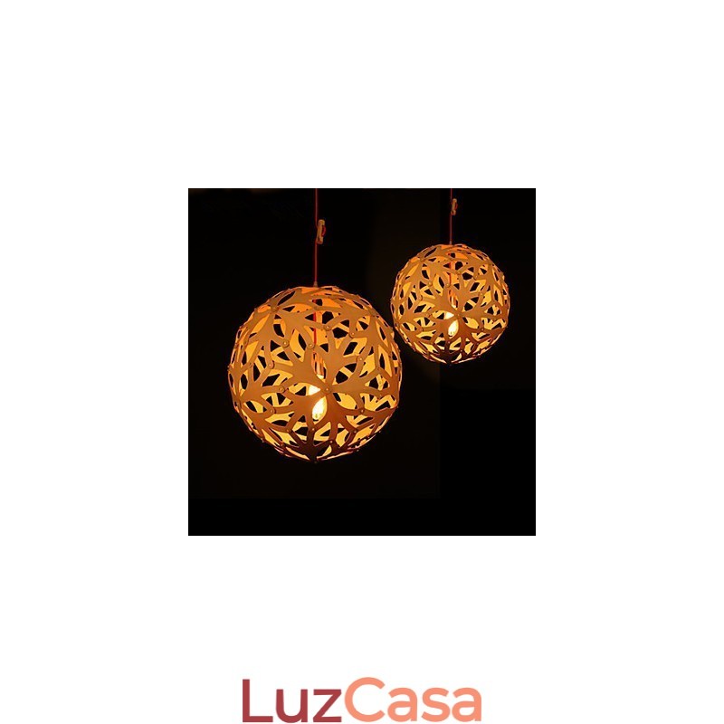 Lustre Mini Estilo Lanterna Madeira Bambu