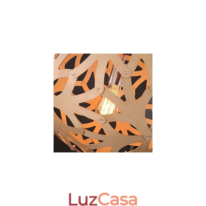 Lustre Mini Estilo Lanterna Madeira Bambu