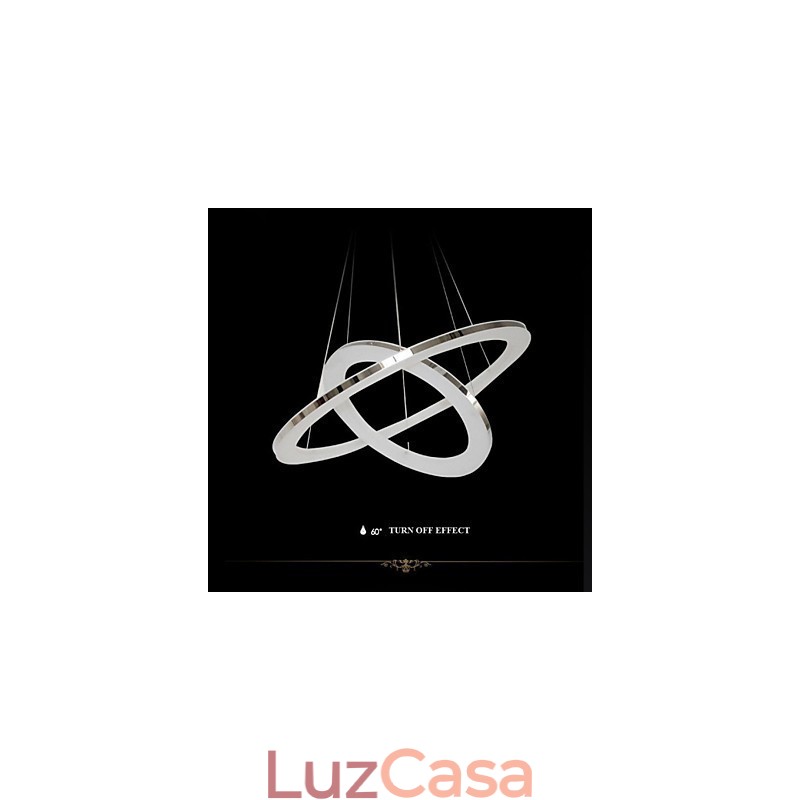 Luminária pendente de acrílico redonda, lustre com 2 anéis, luminárias
