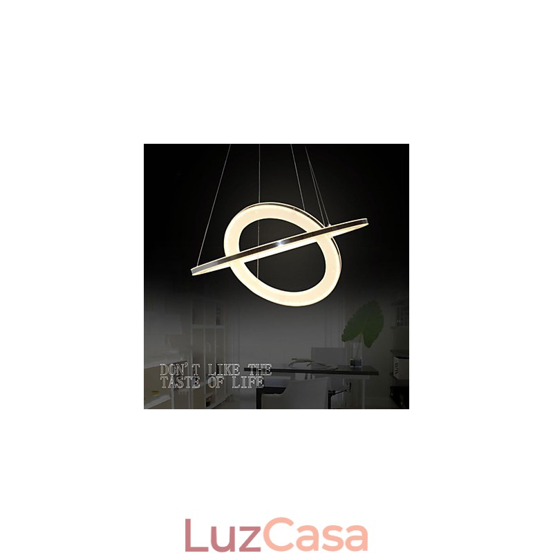 Luminária pendente de acrílico redonda, lustre com 2 anéis, luminárias
