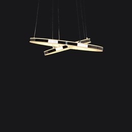 Luminária pendente de acrílico redonda, lustre com 2 anéis, luminárias