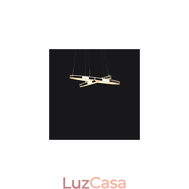 Luminária pendente de acrílico redonda, lustre com 2 anéis, luminárias