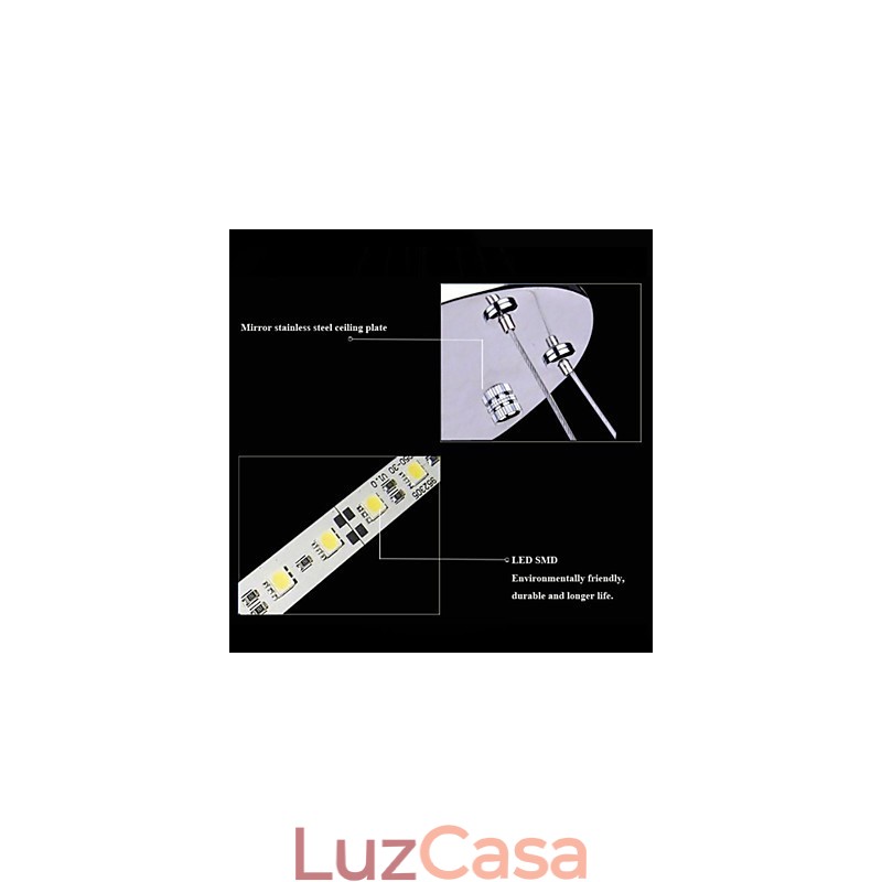 Luminária pendente de acrílico redonda, lustre com 2 anéis, luminárias