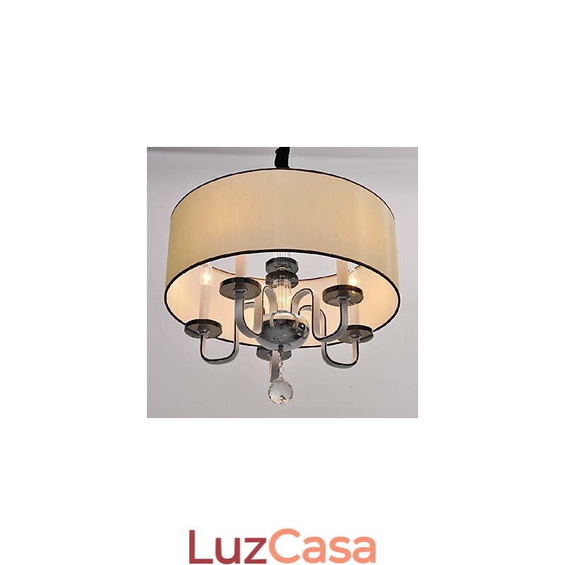 Luminária pendente moderna contemporânea de cristal cromado em metal