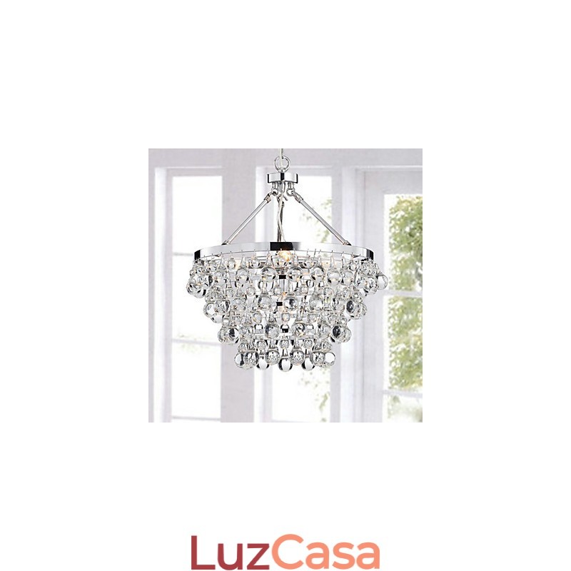 Lustre de cristal cromado clássico tradicional em metal