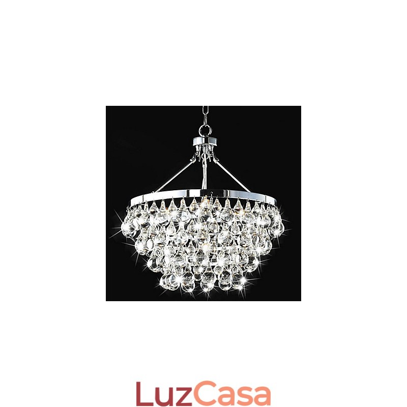 Lustre de cristal cromado clássico tradicional em metal