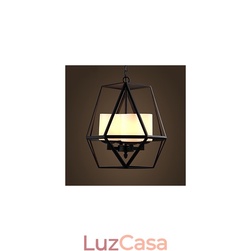Lustre Americange Vintage de Ferro Preto de alto nível, Lustre Moderno, 4 luzes