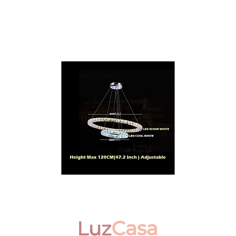 Hotel Pendant Light Lustre de cristal Iluminação Luminárias de teto Luminárias com branco quente e frio