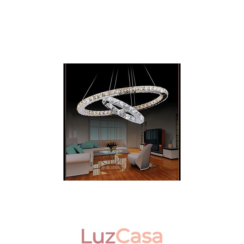 Hotel Pendant Light Lustre de cristal Iluminação Luminárias de teto Luminárias com branco quente e frio