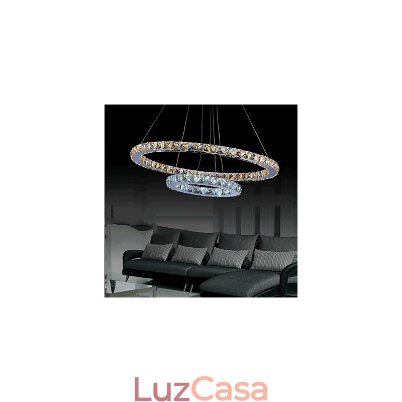 Hotel Pendant Light Lustre de cristal Iluminação Luminárias de teto Luminárias com branco quente e frio