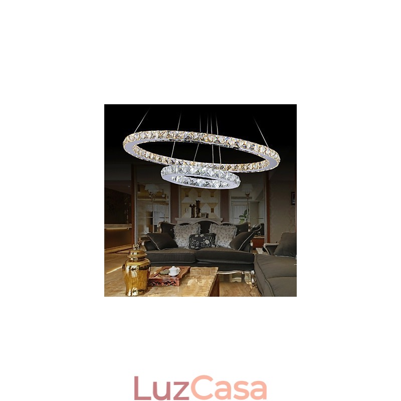 Hotel Pendant Light Lustre de cristal Iluminação Luminárias de teto Luminárias com branco quente e frio