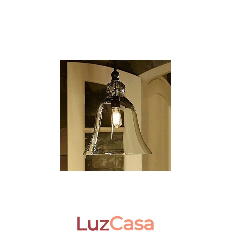Luminária pendente de vidro com pintura em estilo country mini