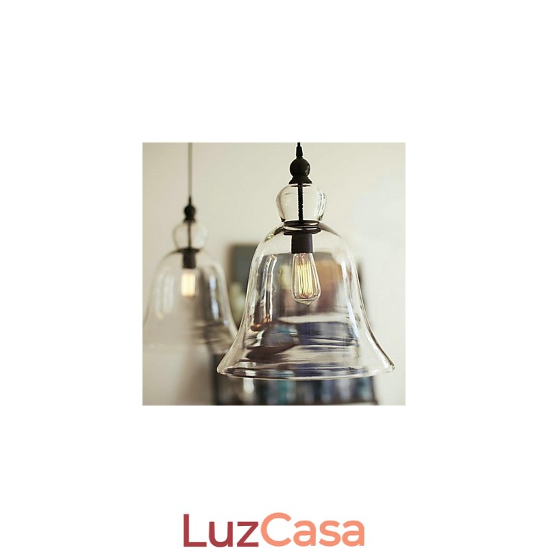 Luminária pendente de vidro com pintura em estilo country mini