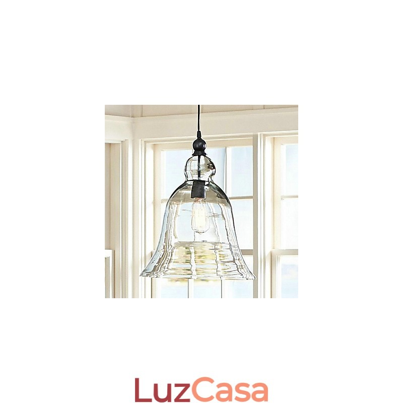Luminária pendente de vidro com pintura em estilo country mini