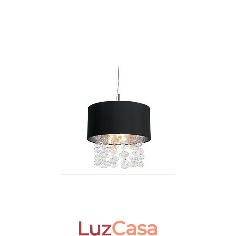 Luminária pendente moderna com 7 luzes e cúpula de tecido preto (base)