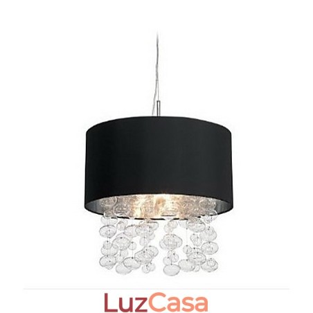 Luminária pendente moderna com 7 luzes e cúpula de tecido preto (base) Luminária pendente moderna com 7 luzes e cúpula de tecido preto (base)