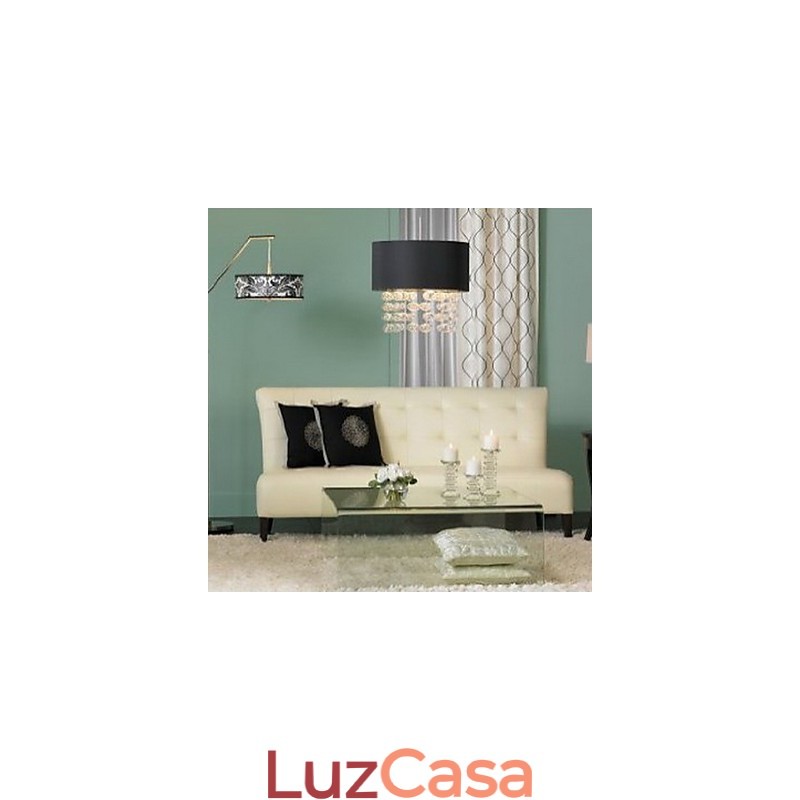 Luminária pendente moderna com 7 luzes e cúpula de tecido preto (base)