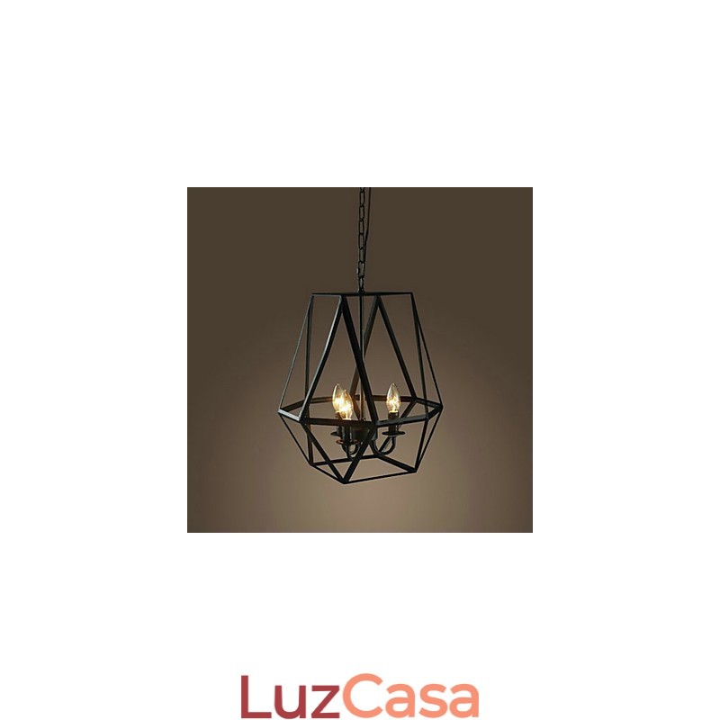 Luminária pendente de metal estilo country mini com pintura