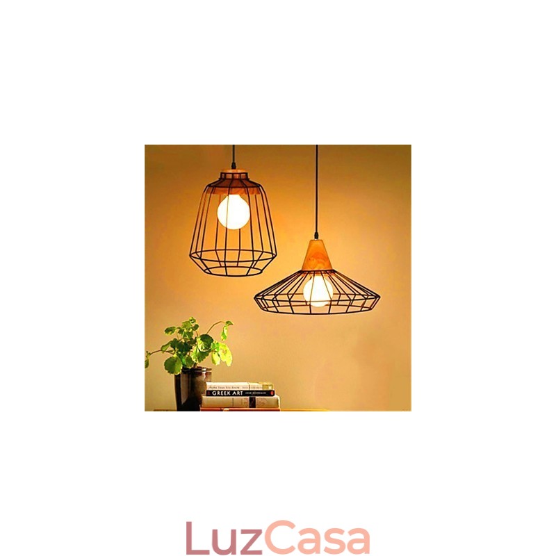 Lustre de ferro estilo gaiola retrô americano