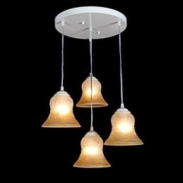 Pendente Branco Quatro Luzes Padrão Vidro Abajur Mão Dourado Europeu Retro Clássico