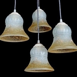 Pendente Branco Quatro Luzes Padrão Vidro Abajur Mão Dourado Europeu Retro Clássico