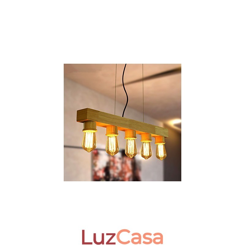 Luzes Pendentes Country Madeira Bambu
