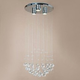 Luminária de embutir moderna com 3 luzes e contas de cristal