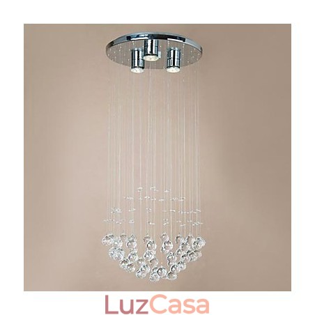 Luminária de embutir moderna com 3 luzes e contas de cristal Luminária de embutir moderna com 3 luzes e contas de cristal